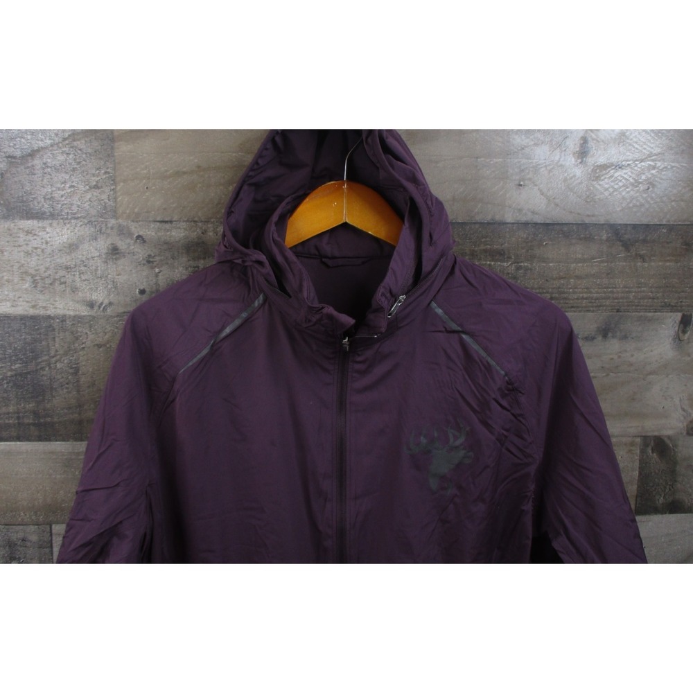 Lululemon Jacket Mens Large Purple Windbreaker Hooded Athletic Full Zip Elk Logo